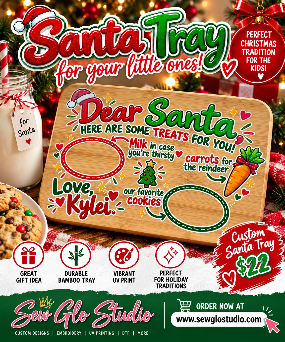 Custom uv printed Santa Tray