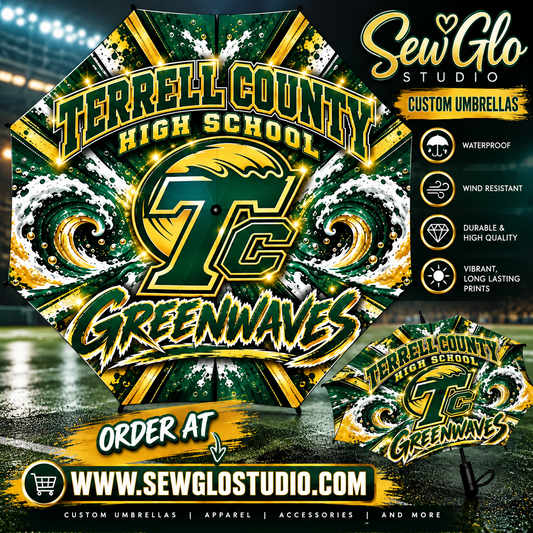 Custom Terrell County Greenwaves umbrella