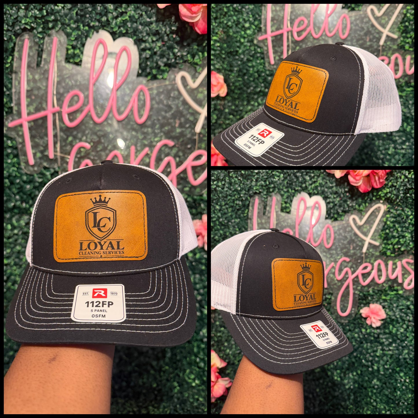 Laser patched trucker hat