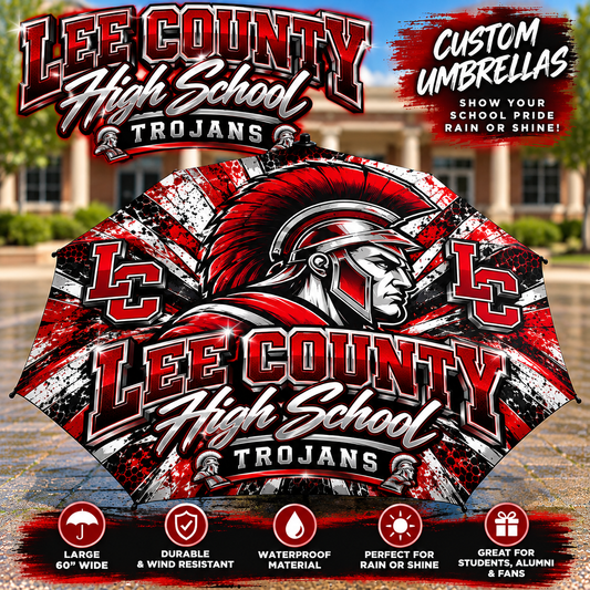 Custom Lee county high school Trojans umbrella