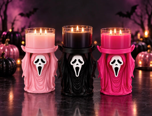 3 wick ghost face candle holder