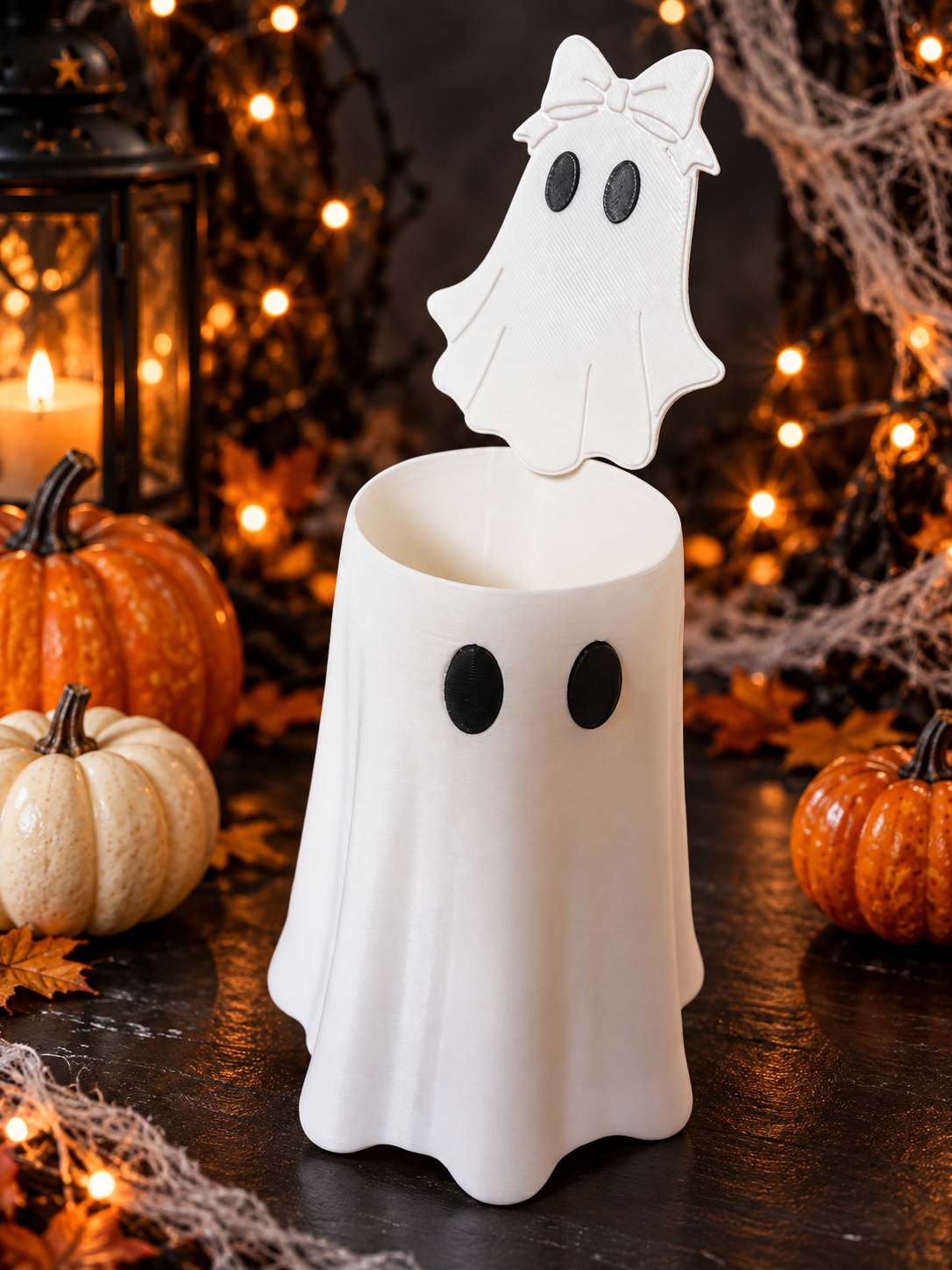 12oz slim ghost face candle holder holder with matching ghost face can opener.