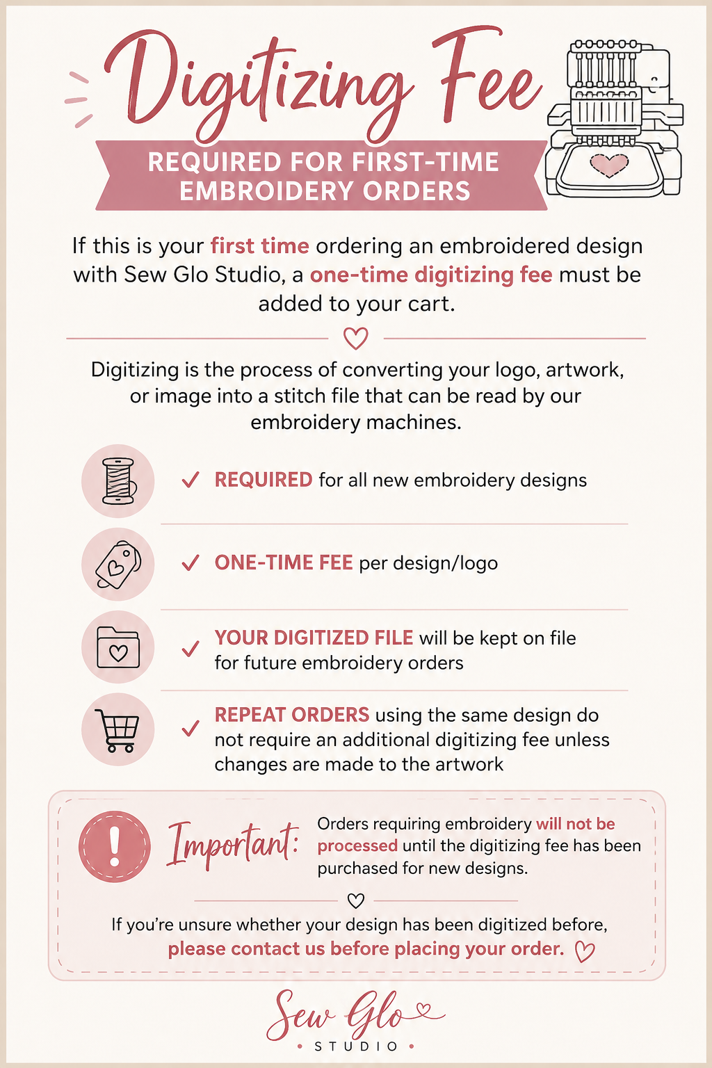 Digitizing Fee (Required for First-Time Embroidery Orders)