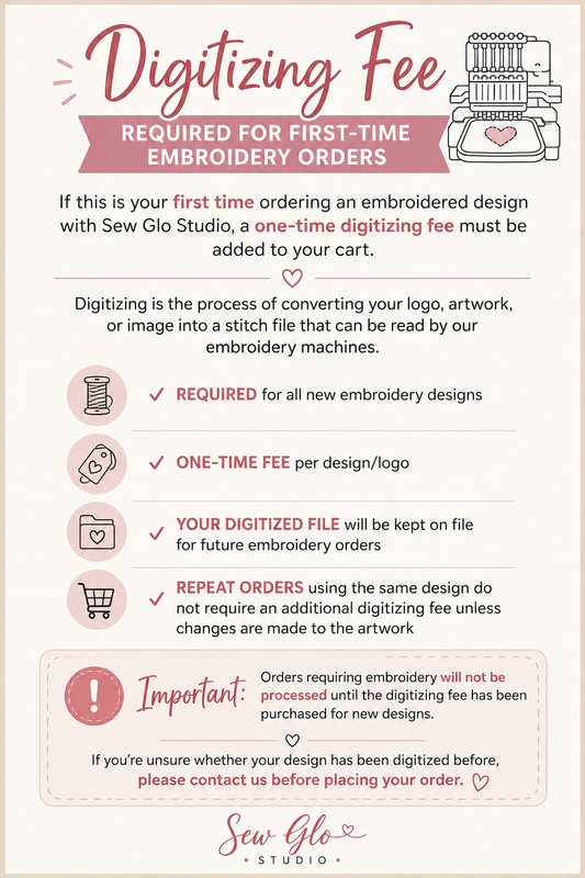 Digitizing Fee (Required for First-Time Embroidery Orders)