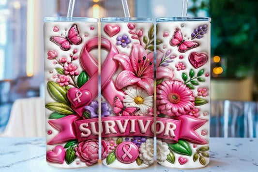 Breast cancer survivor tumbler